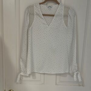White V-Neck Blouse with Tie Sleeves